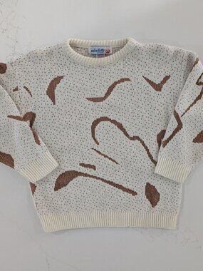 Vintage Nicolette New York Sweater Womens M Made in USA 80s Geometric Knit As-Is